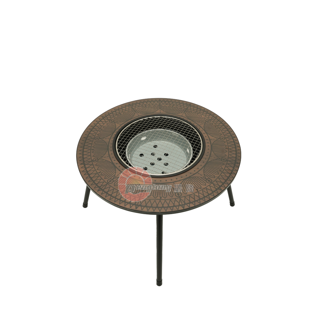  ROUND TABLE With CAMPING BBQ GRILL