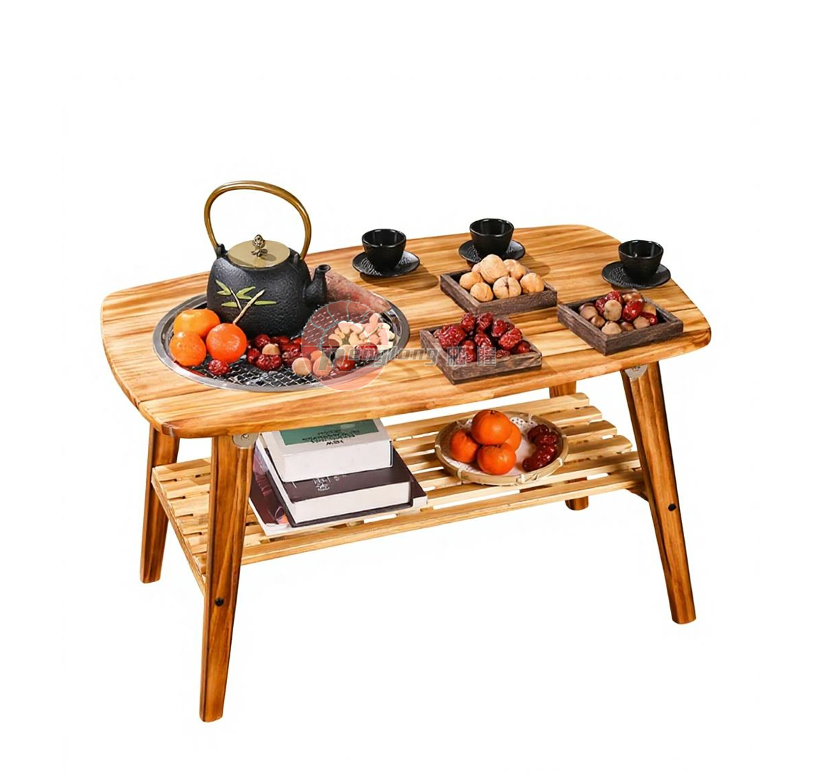 Multi-functional Solid Wood Table Barbecue Grill