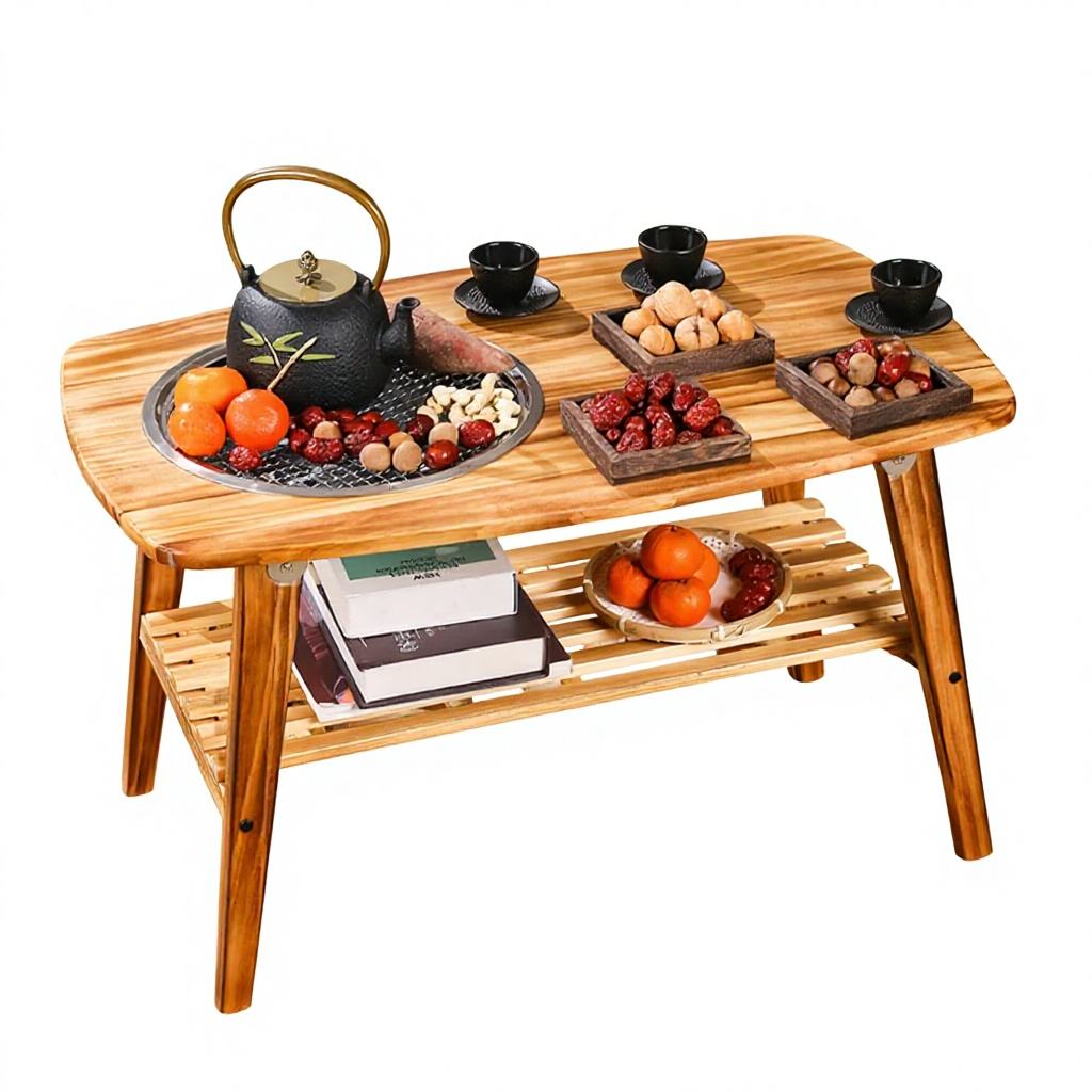 Multi-functional Solid Wood Tea Table for Traditional Tea Boiling and Gathering