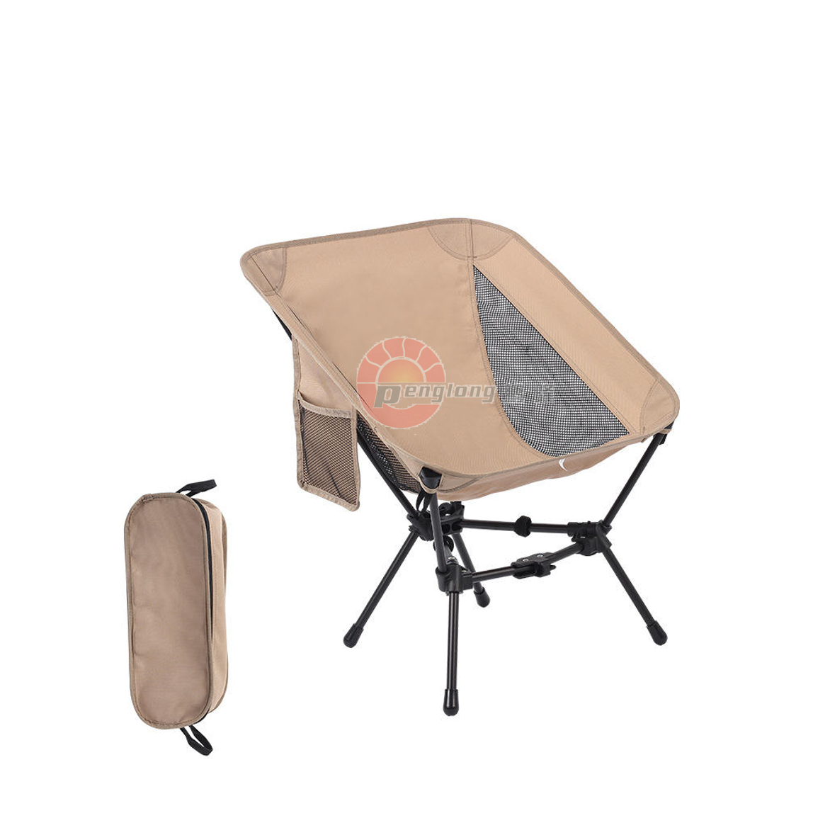 Heavy-Duty Square Camping Chair with Reinforced Steel Frame and Breathable Mesh